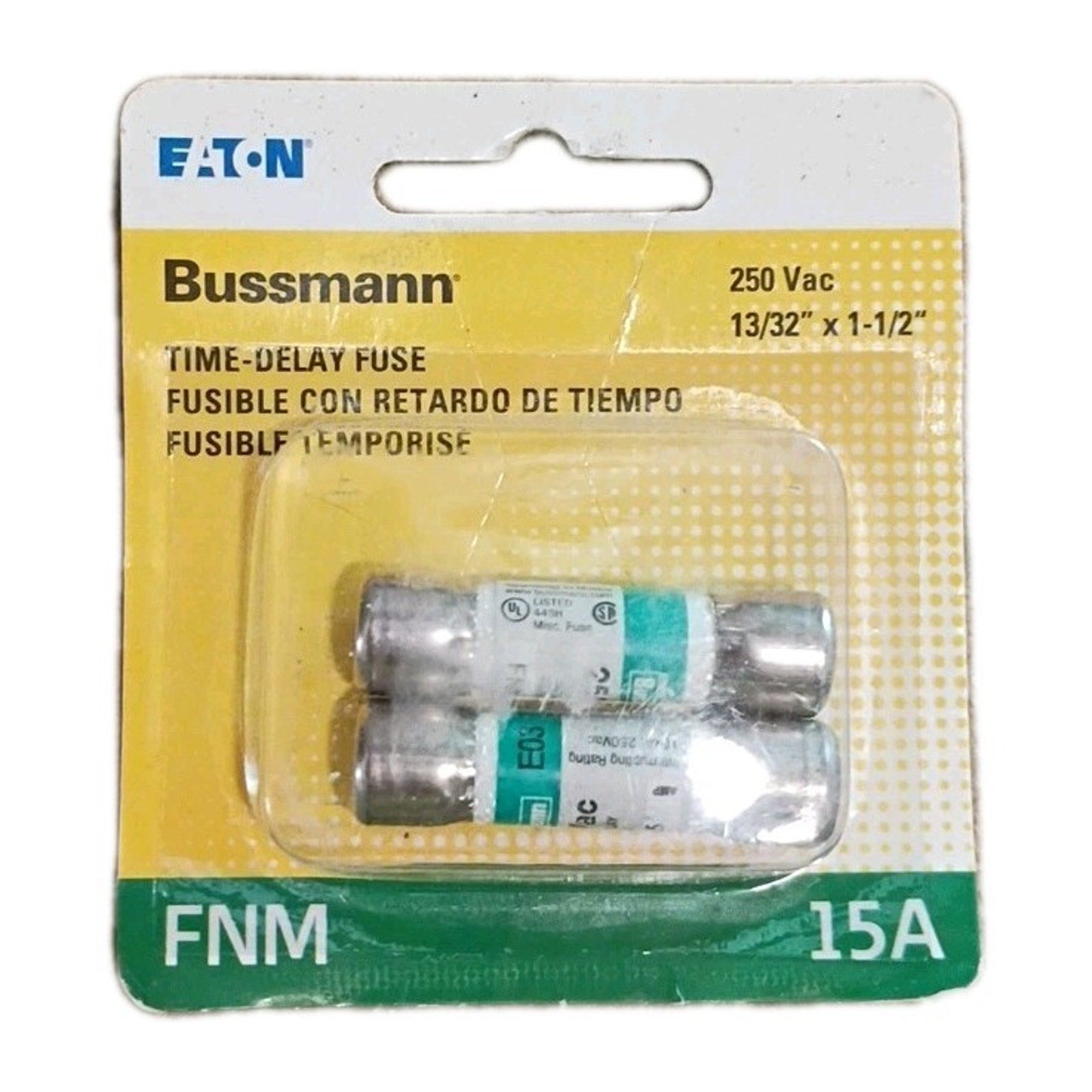 Cooper Bussmann BP/FNM-15 Time Delay Fuse 15A 250V Cartridge Fuses 2-Pack New