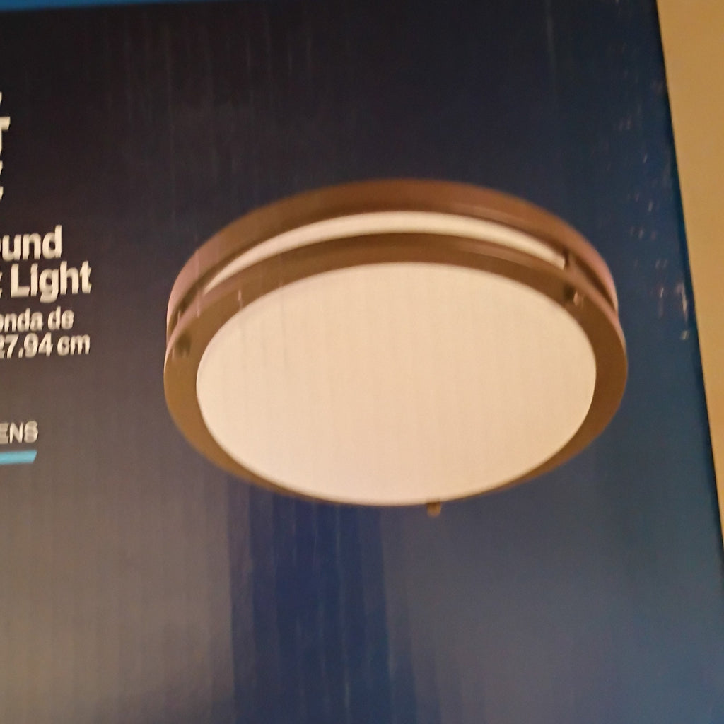 Project Source 11 In Led Round Bronze Finish White Globe