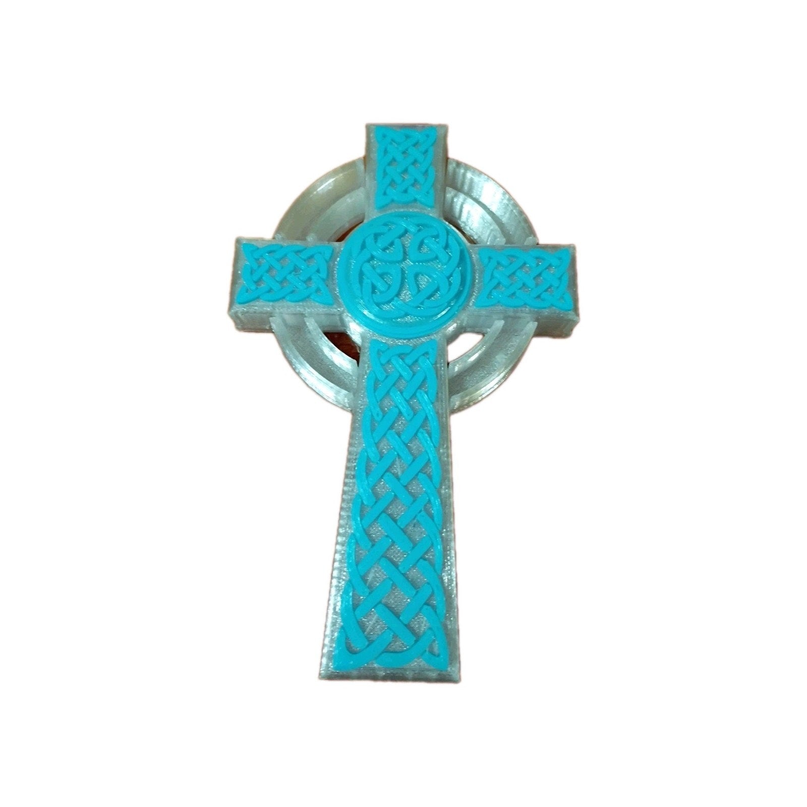 Irish Celtic Cross Blue Clear Religious Symbol Christian Spiritual Art Decor