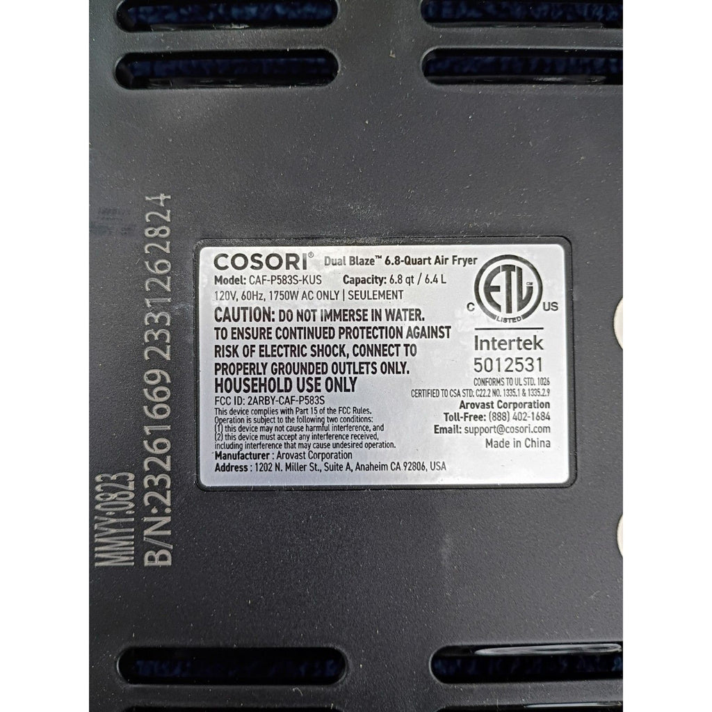 Cosori Dual Blaze 6.8 Quart CAF-P583S-KUS Parts