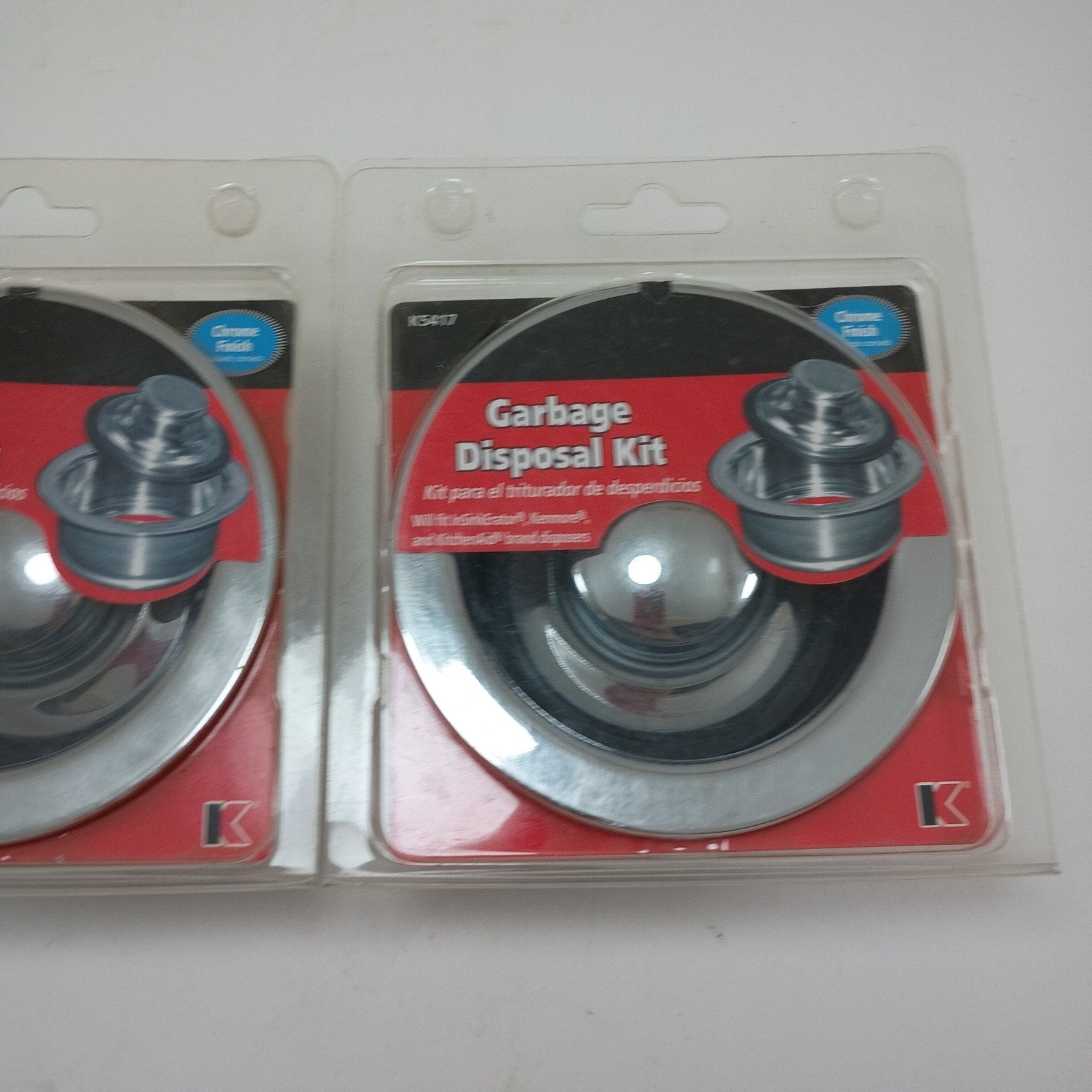 Two (2) Keeney K5417 Stainless Steel Garbage Disposal Flange and Stopper, Chrome