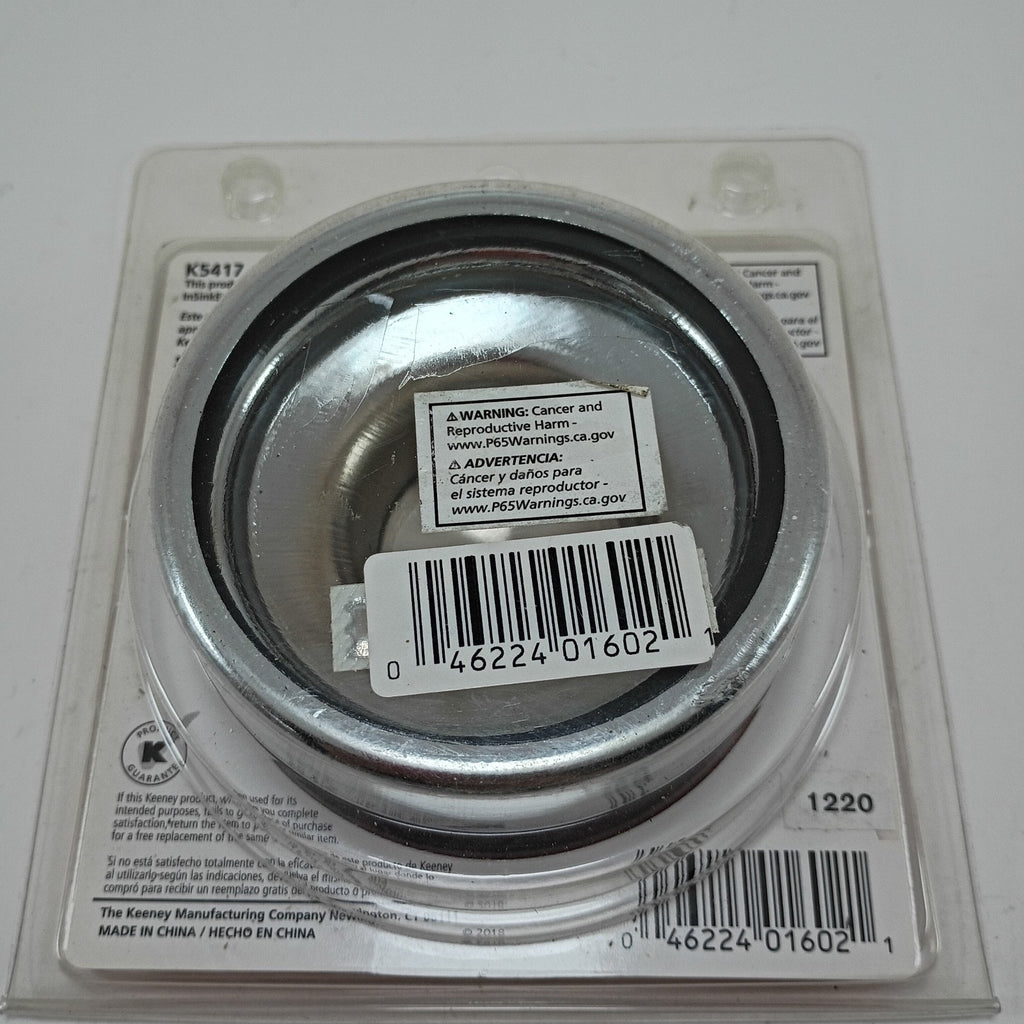 Keeney Garbage Disposal Flange & Stopper Chrome Sink Drain Trim Ring Universal