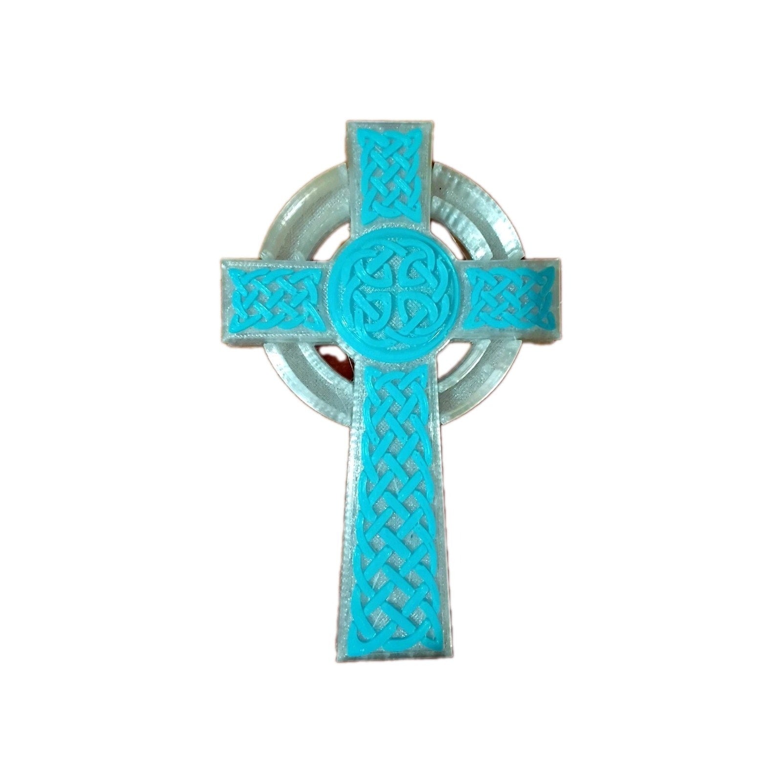 Irish Celtic Cross Blue Clear Religious Symbol Christian Spiritual Art Decor