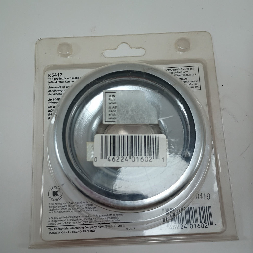 Two (2) Keeney K5417 Stainless Steel Garbage Disposal Flange and Stopper, Chrome