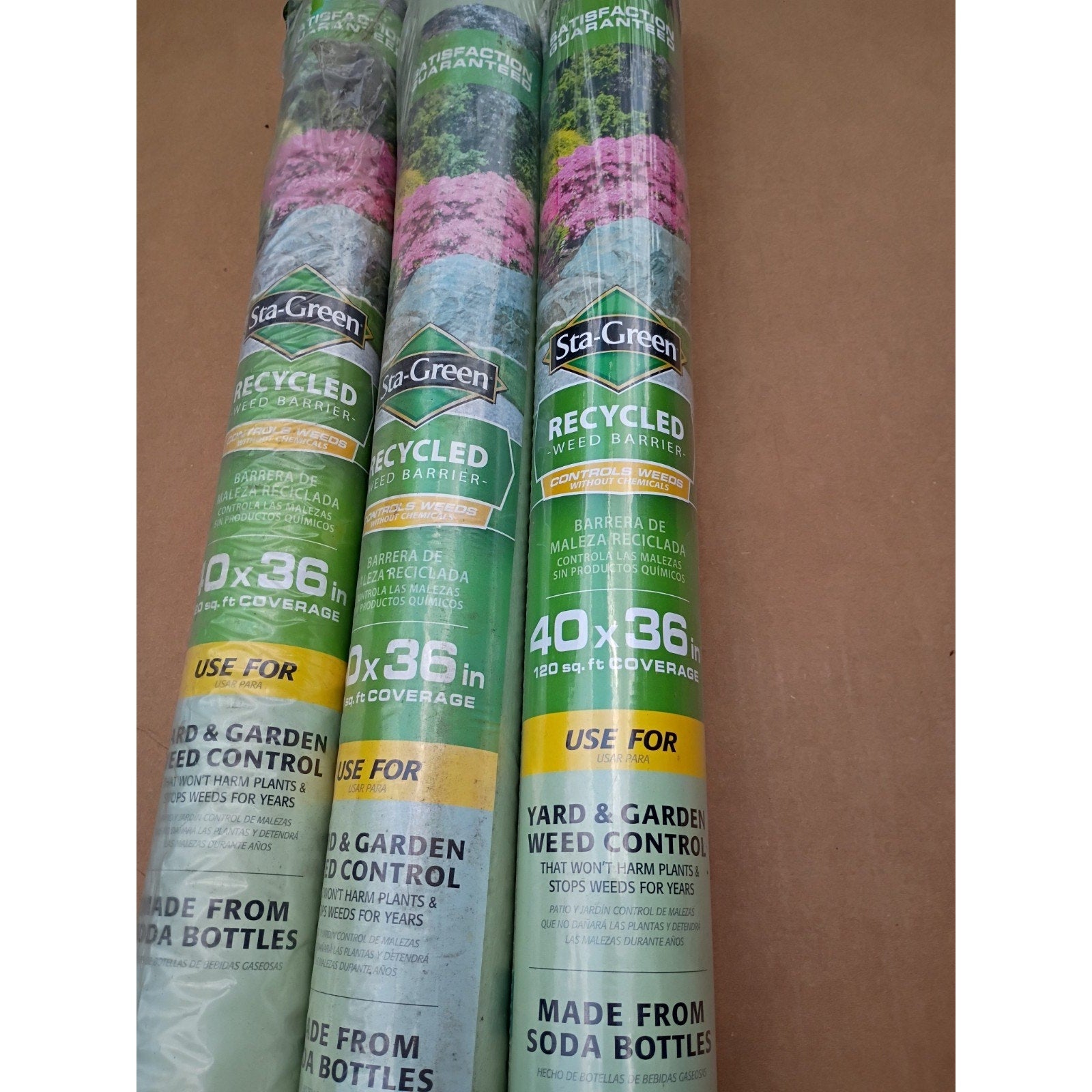 3 Packs Sta-green Recycled Weed Barrier 40 X 36 120 Square Ft