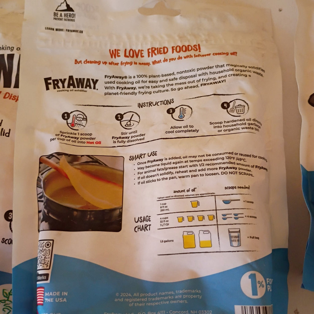 3 Cooking Oil Solidifier Super Fry 7 oz (200 g)-FRYAWAY Plant-Based Eco Friendly