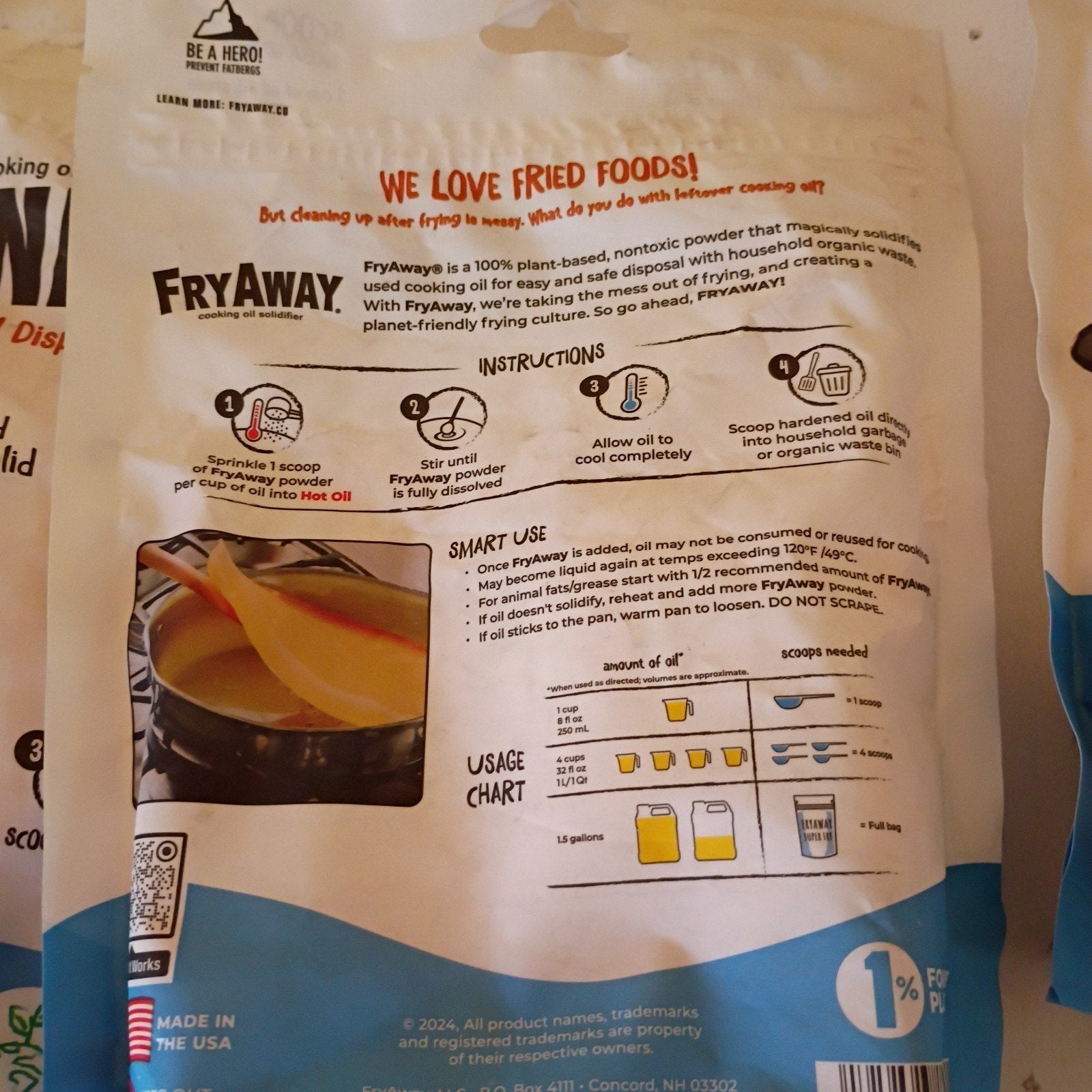 3 Cooking Oil Solidifier Super Fry 7 oz (200 g)-FRYAWAY Plant-Based Eco Friendly