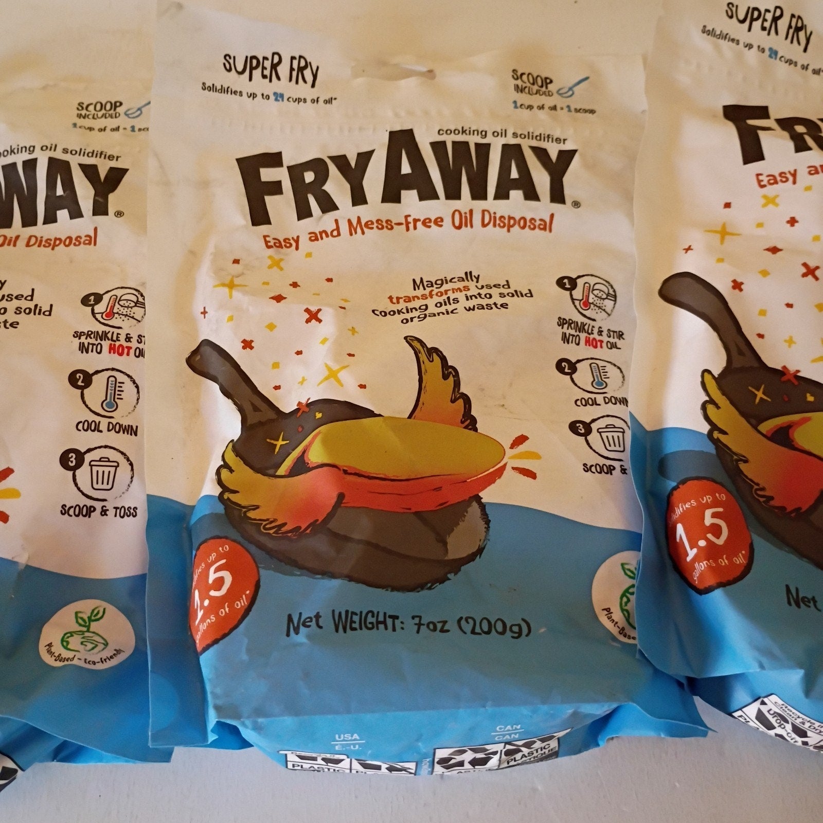3 Cooking Oil Solidifier Super Fry 7 oz (200 g)-FRYAWAY Plant-Based Eco Friendly