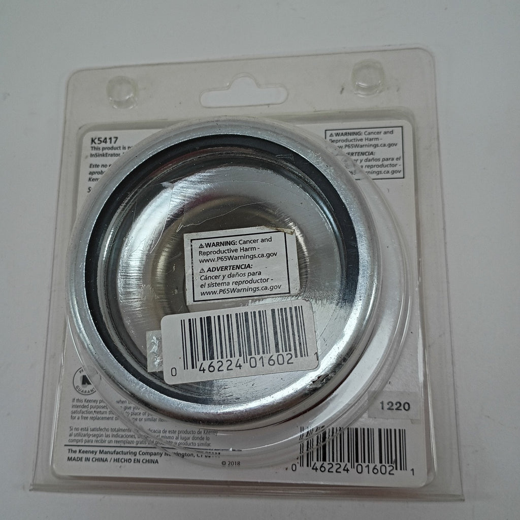 Keeney Garbage Disposal Flange & Stopper Chrome Sink Drain Trim Ring Universal