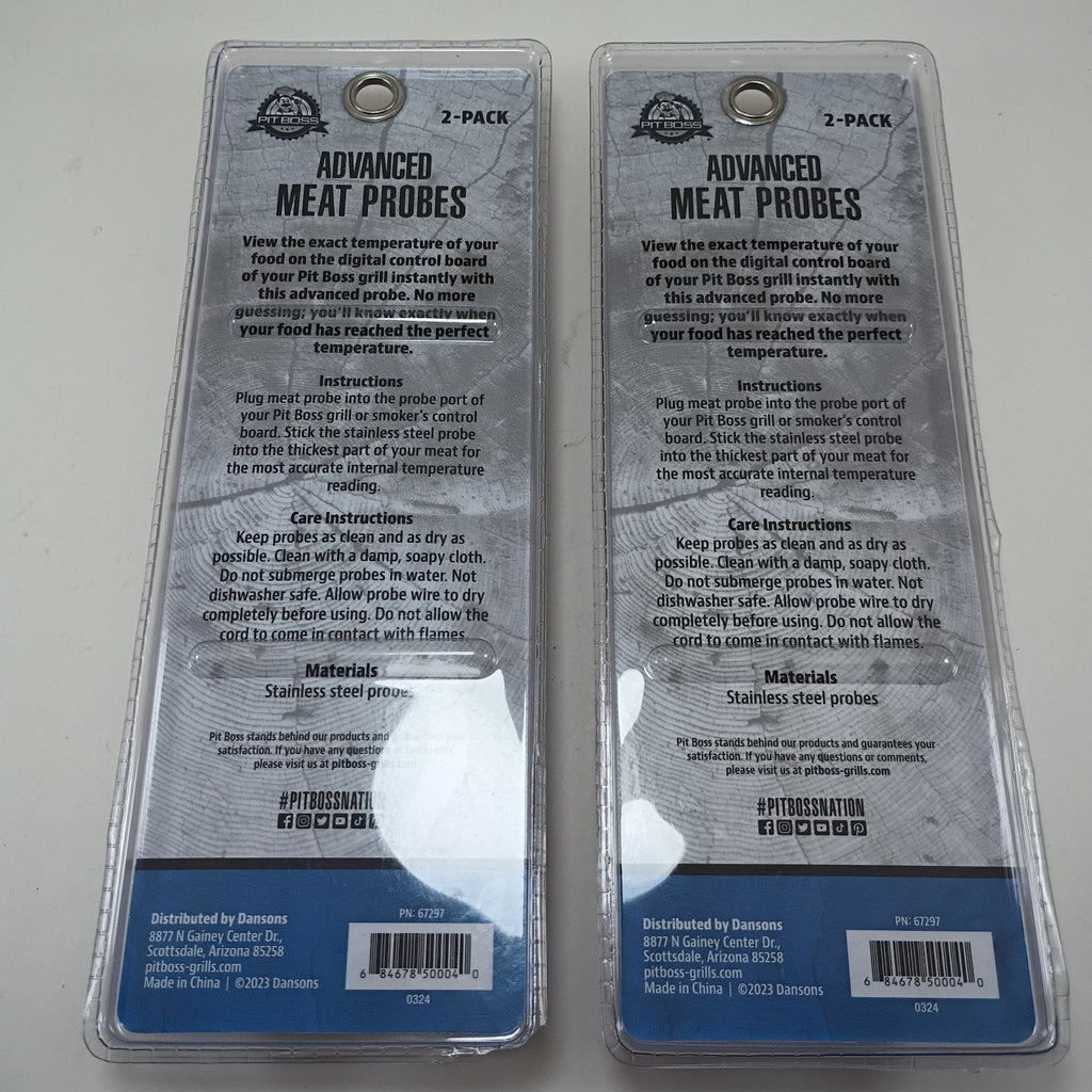 2 Pit Boss Smoker 2 Pack Advanced Meat Temperature Probes Woven Wire 67297 NEW