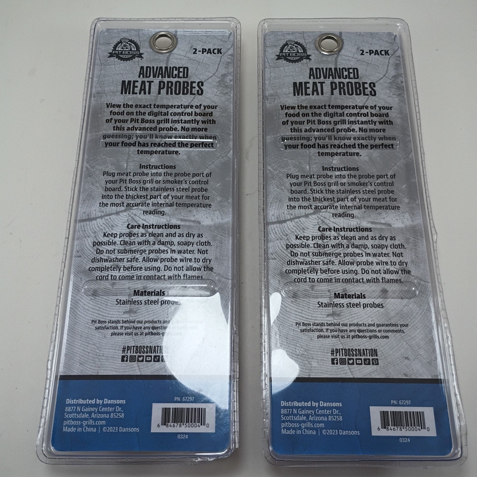 2 Pit Boss Smoker 2 Pack Advanced Meat Temperature Probes Woven Wire 67297 NEW
