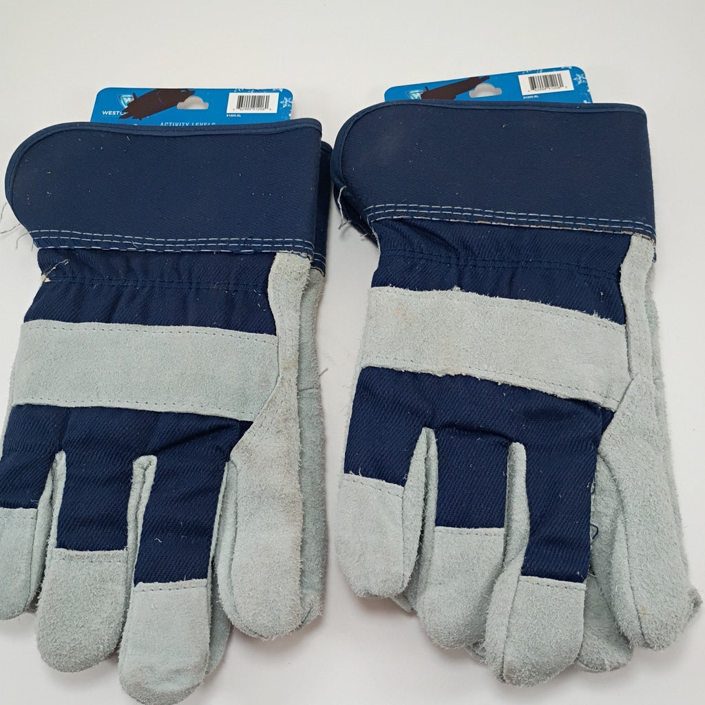 2 Pair XL West Chester Cowhide Leather Gloves Grey Blue New