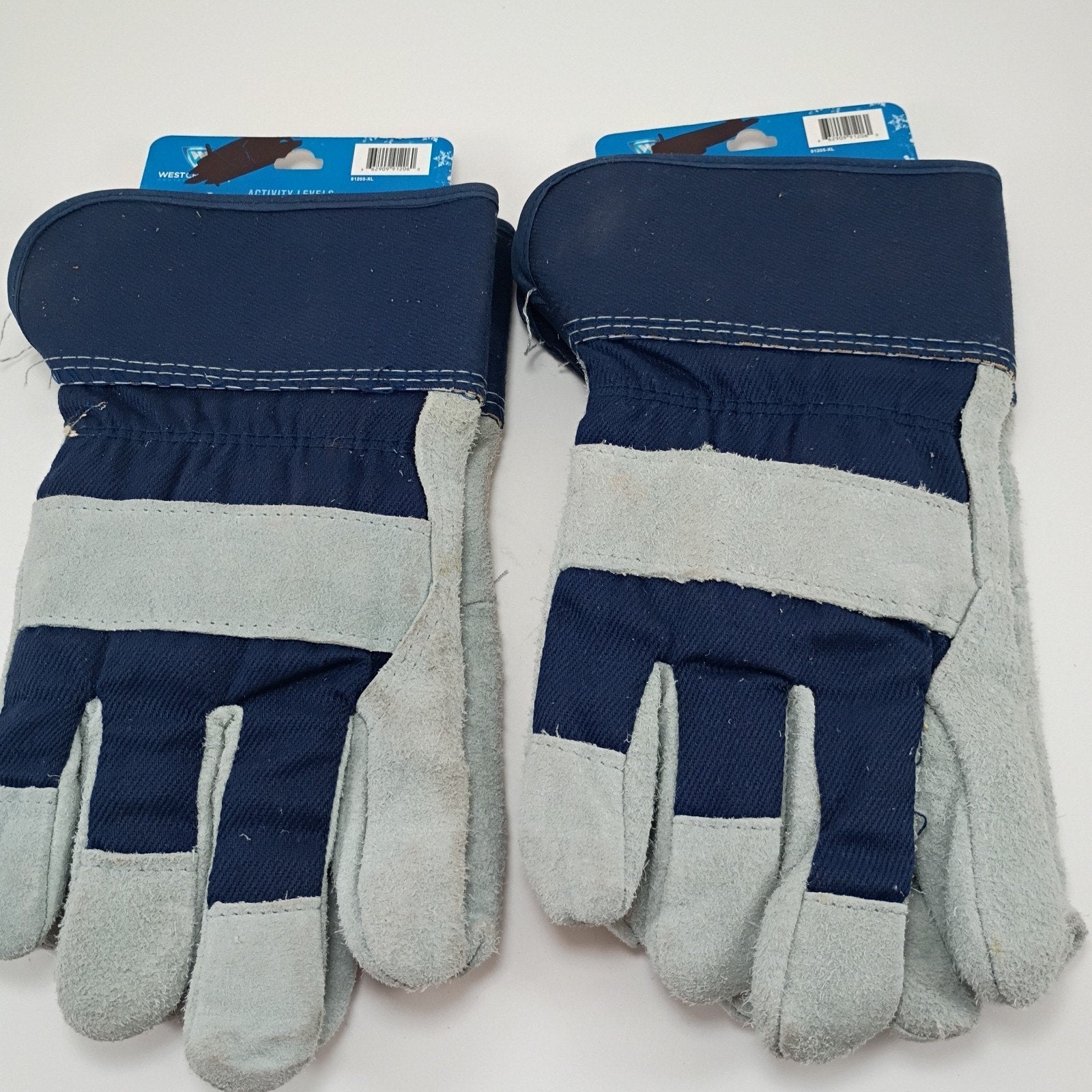 2 Pair XL West Chester Cowhide Leather Gloves Grey Blue New