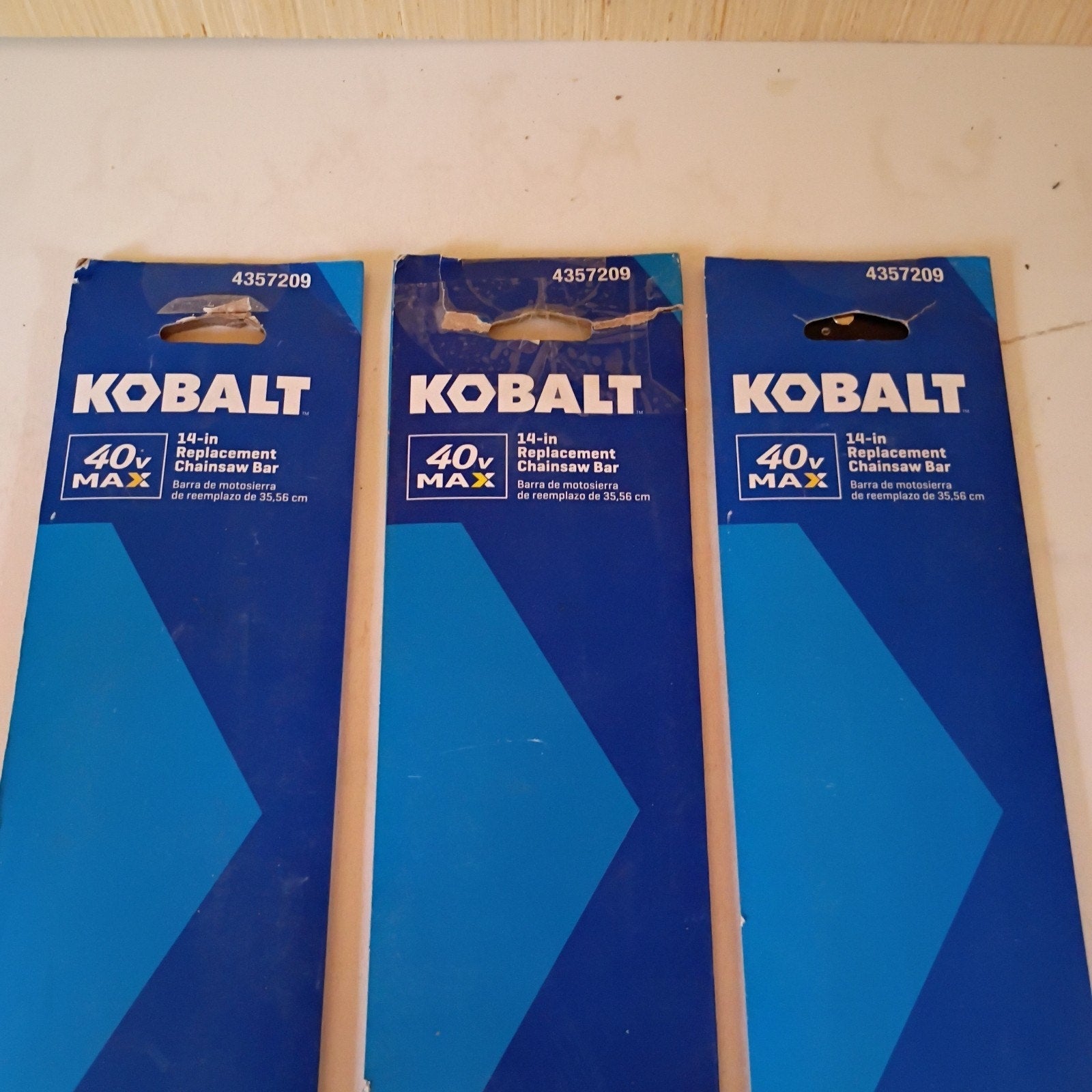 Kobalt 14" Replacement Chainsaw Bar 40V Max Pack of 3, Model 4357209 NEW