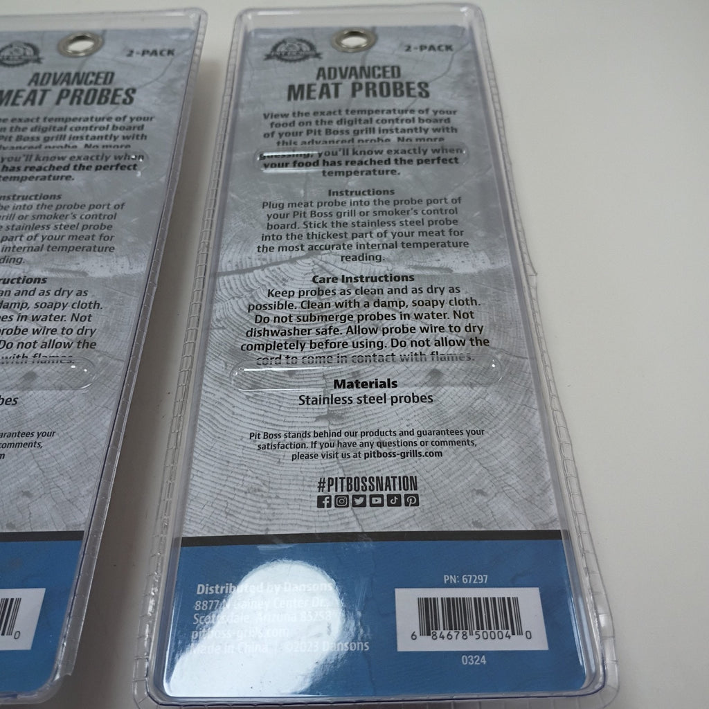 2 Pit Boss Smoker 2 Pack Advanced Meat Temperature Probes Woven Wire 67297 NEW