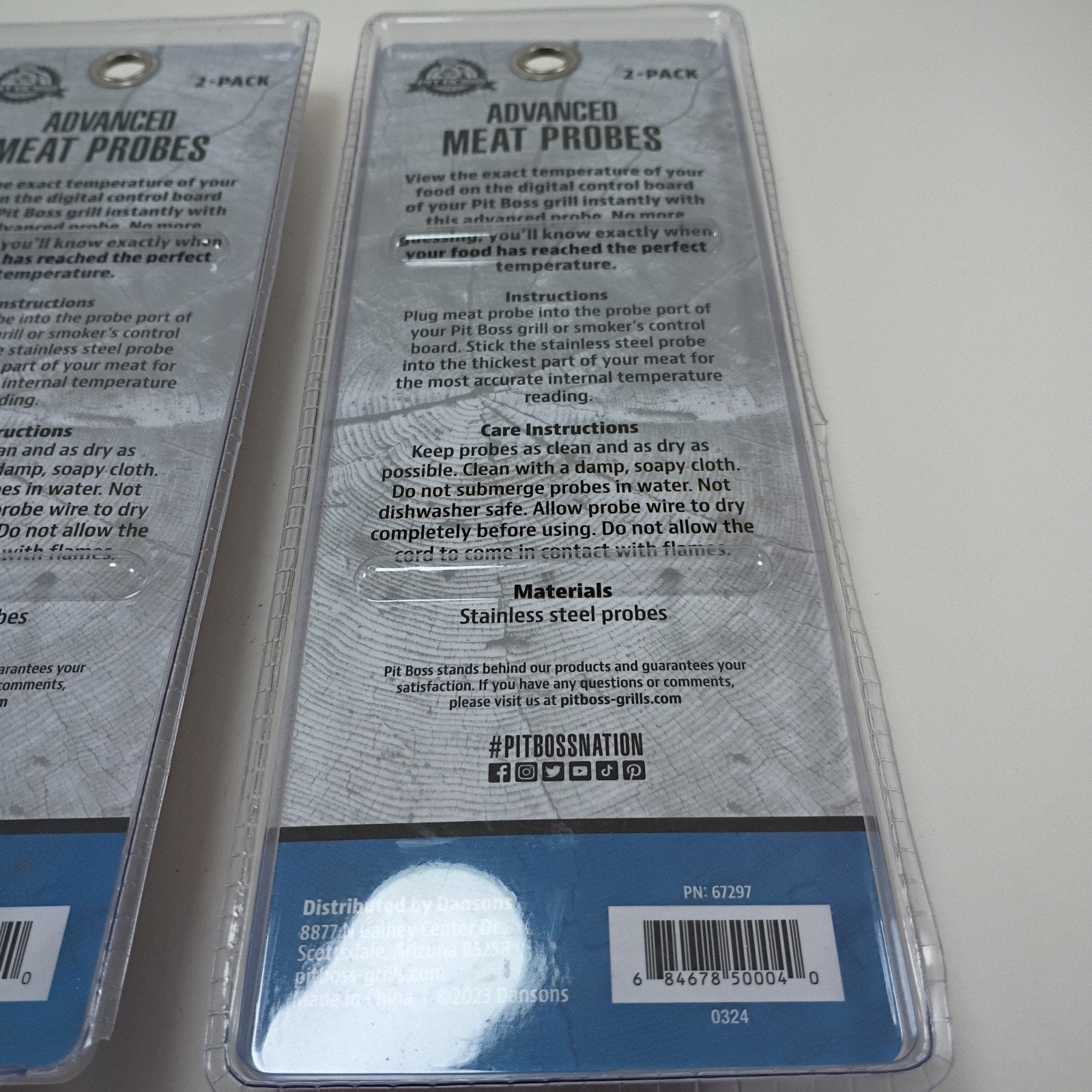 2 Pit Boss Smoker 2 Pack Advanced Meat Temperature Probes Woven Wire 67297 NEW