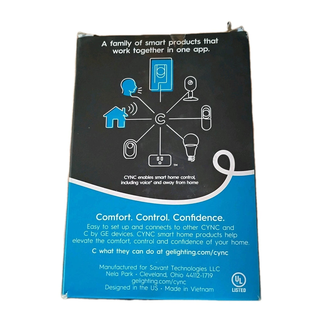 GE Cync Smart Ceiling Fan Switch Wi-Fi White 4-Speed Control CSWFSBLBWF1/ST-1P