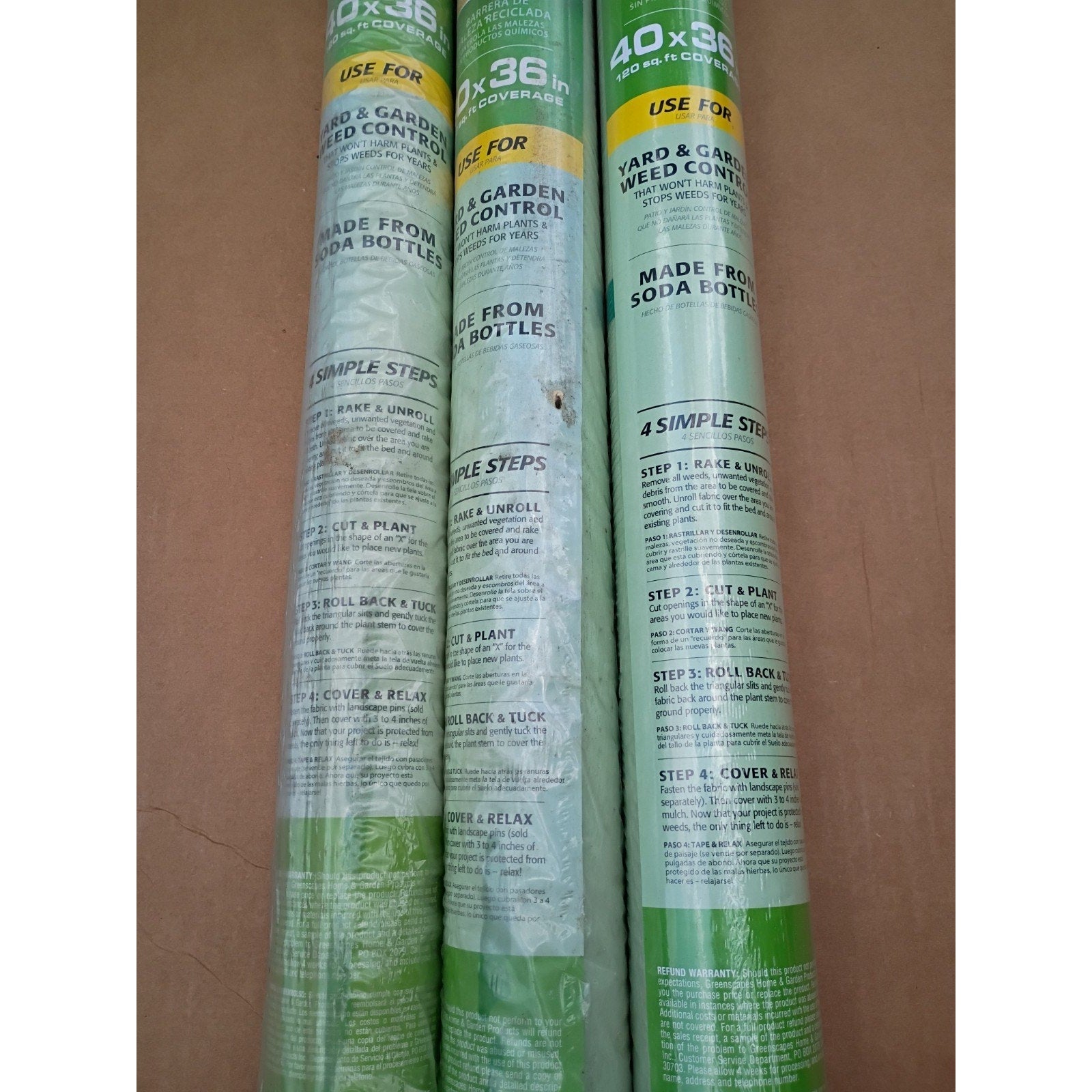 3 Packs Sta-green Recycled Weed Barrier 40 X 36 120 Square Ft