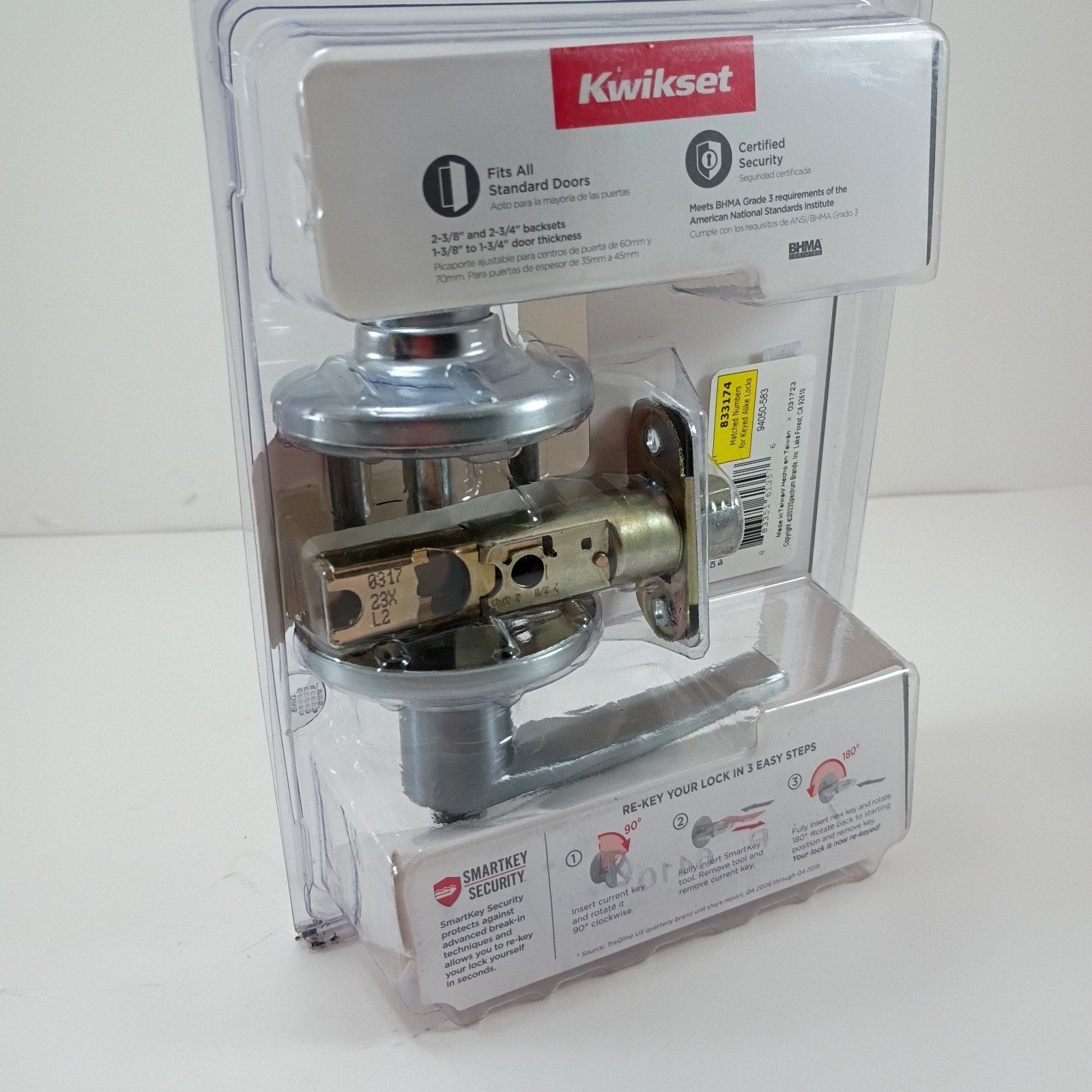 Kwikset Delta Satin Chrome Keyed Entry Door Lock Lever Handle 405DL 26D OEM New