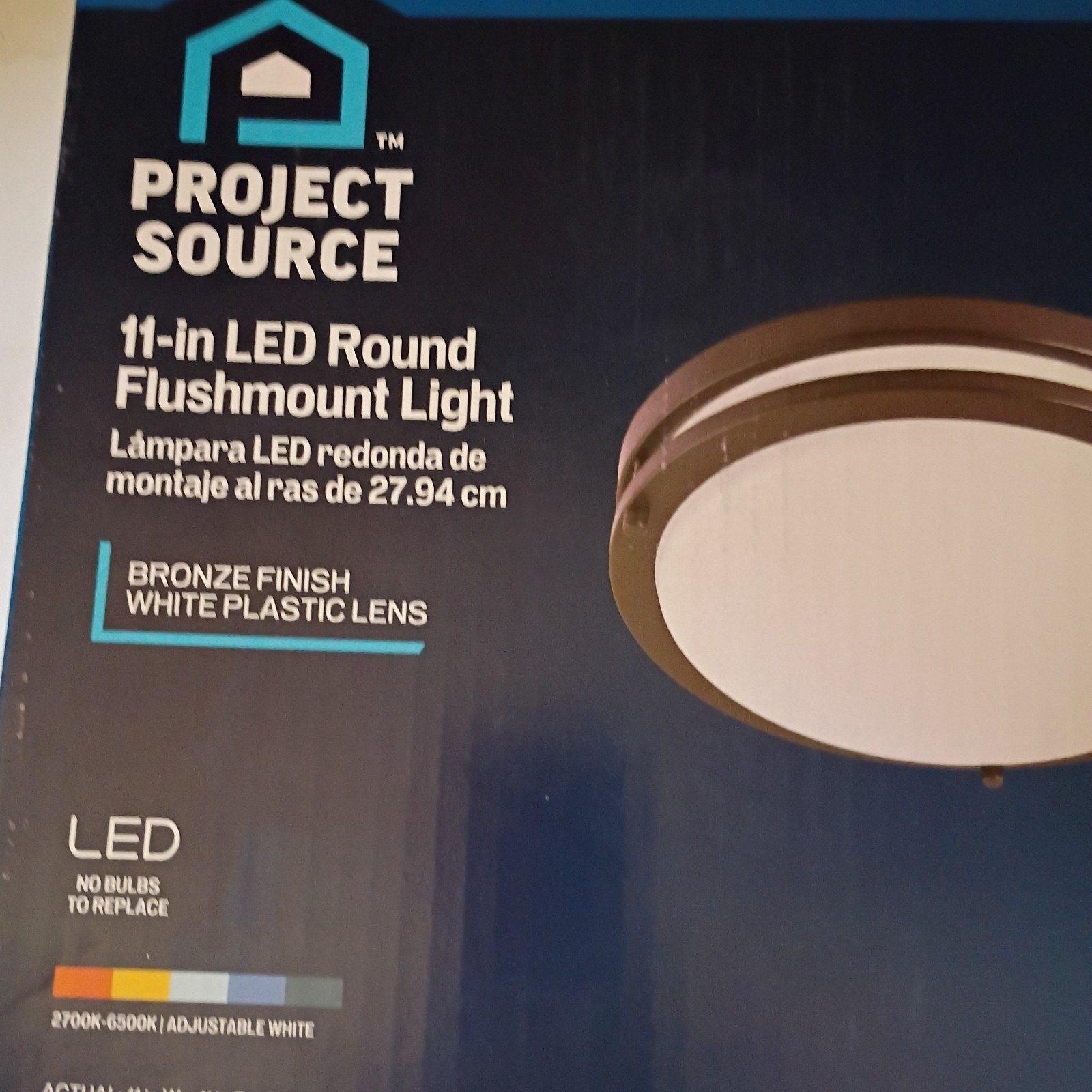 Project Source 11 In Led Round Bronze Finish White Globe