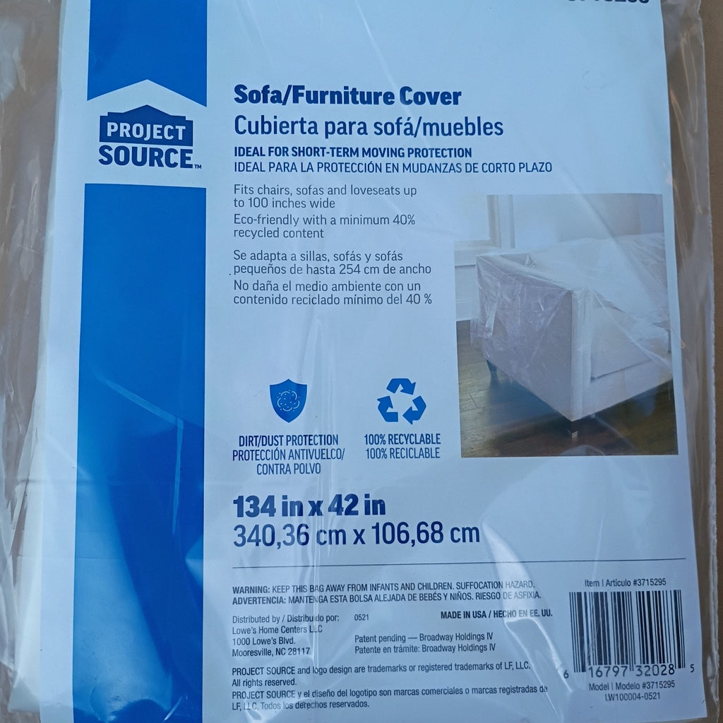 Project Source Sofa/Furniture Cover – 134" x 42" Protective Plastic Cover