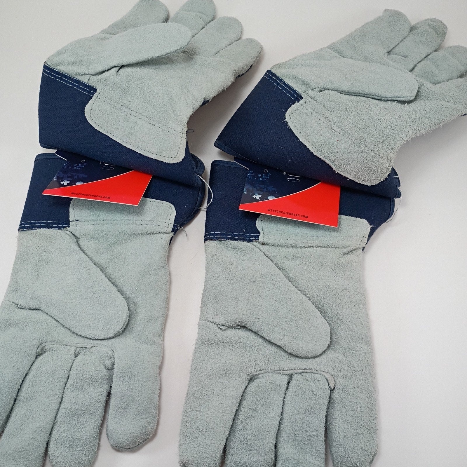 2 Pair XL West Chester Cowhide Leather Gloves Grey Blue New