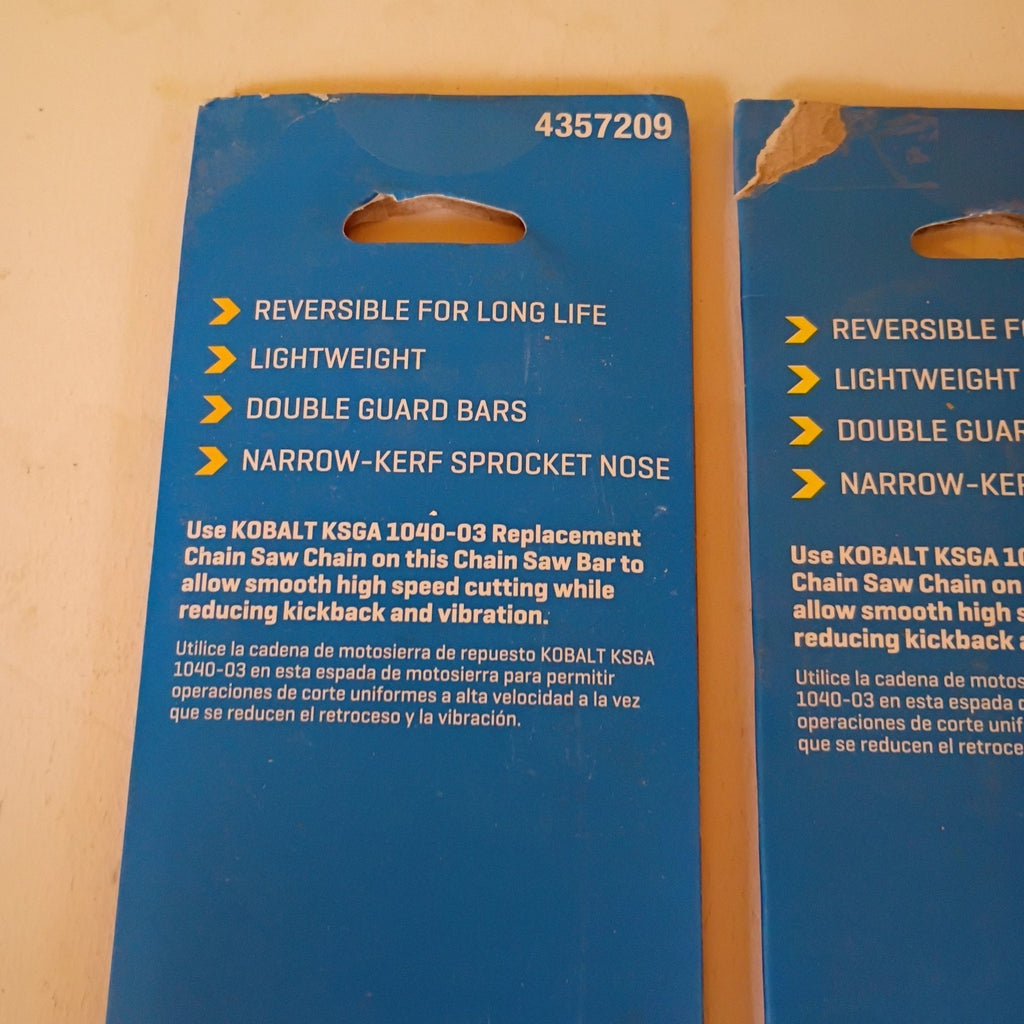 Kobalt 14" Replacement Chainsaw Bar 40V Max Pack of 3, Model 4357209 NEW