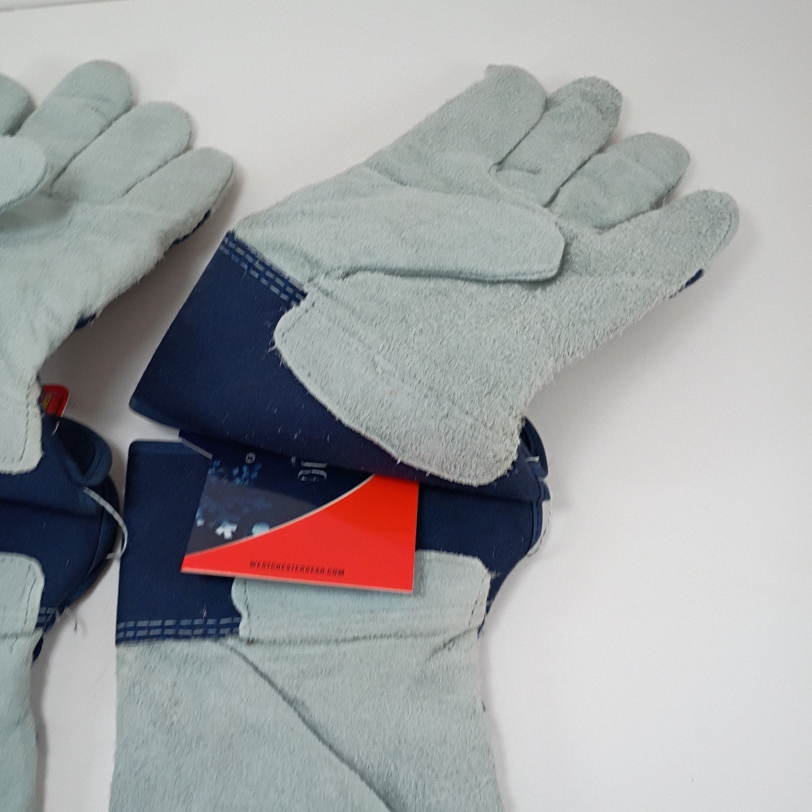 2 Pair XL West Chester Cowhide Leather Gloves Grey Blue New