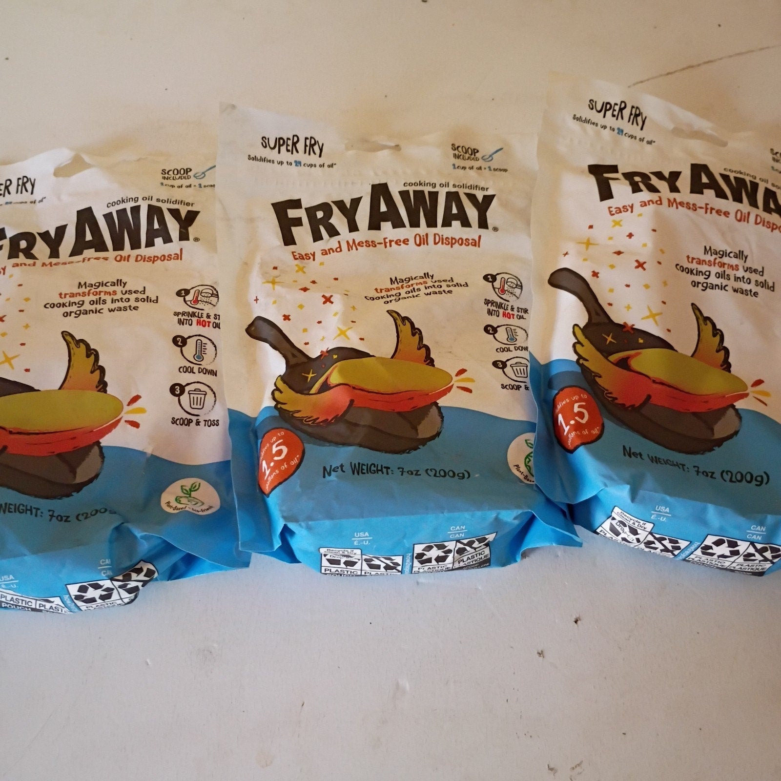 3 Cooking Oil Solidifier Super Fry 7 oz (200 g)-FRYAWAY Plant-Based Eco Friendly