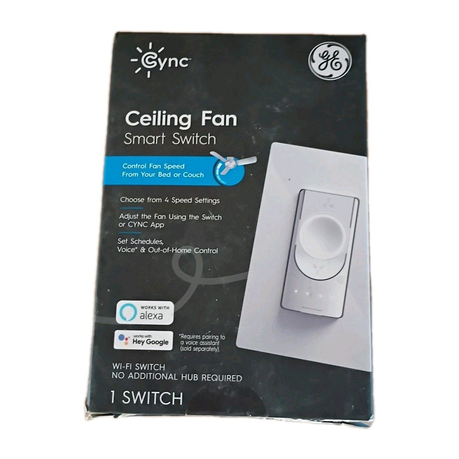 GE Cync Smart Ceiling Fan Switch Wi-Fi White 4-Speed Control CSWFSBLBWF1/ST-1P