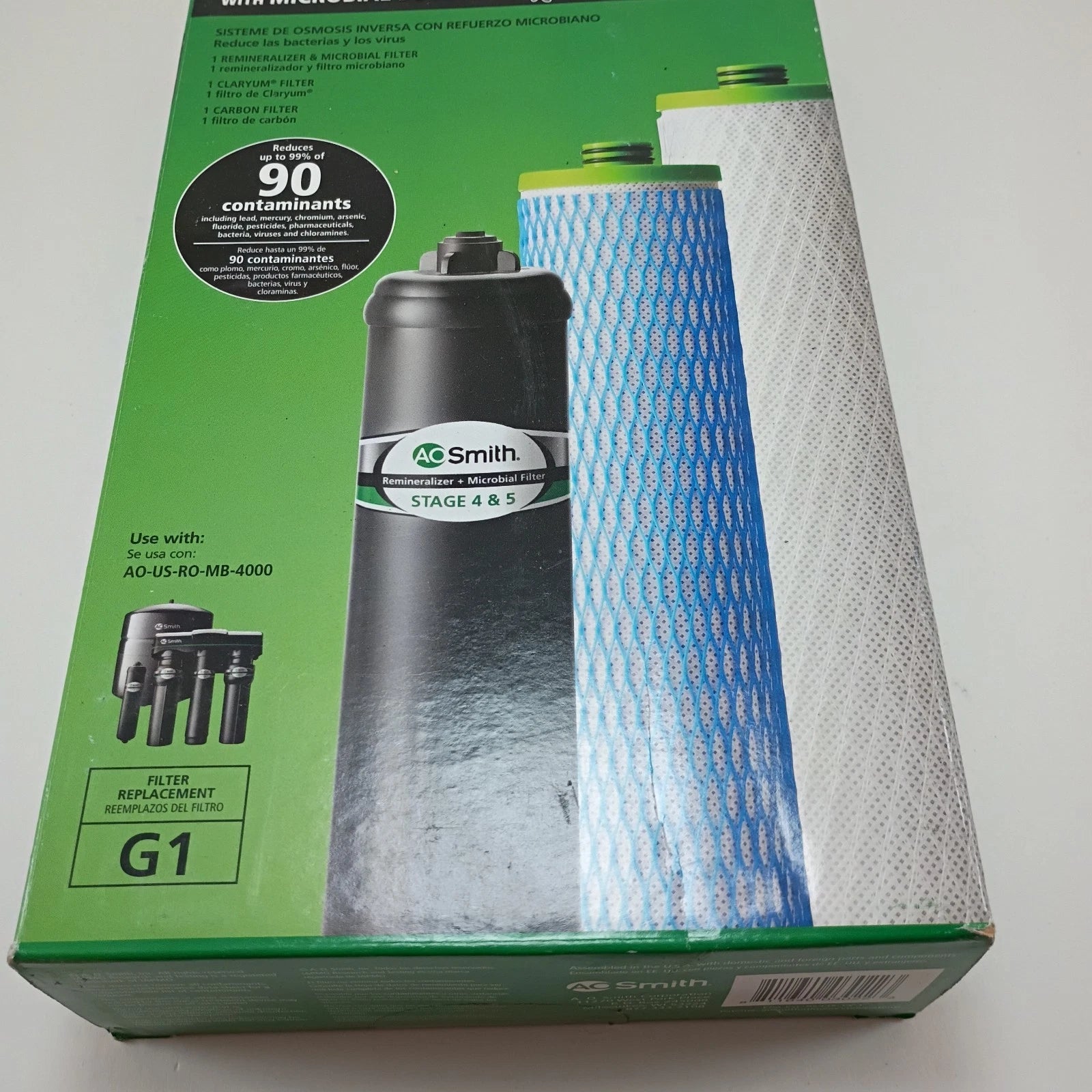 AO Smith AOUSROMBR Reverse Osmosis Water Filter Replacement Kit G1 4-Stage New