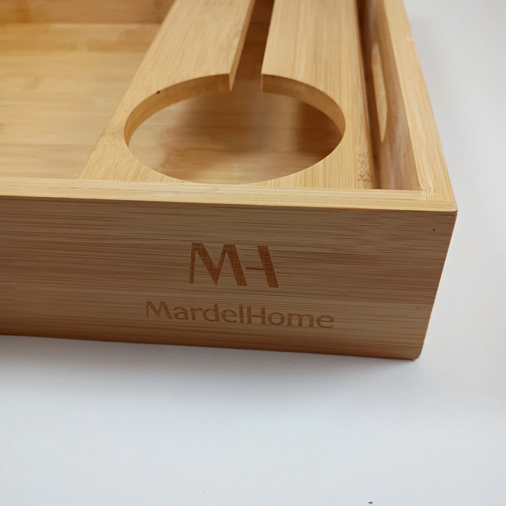 Mardelhome Bamboo Serving Tray 12 x 16 Rectangular Bed Breakfast Food Platter
